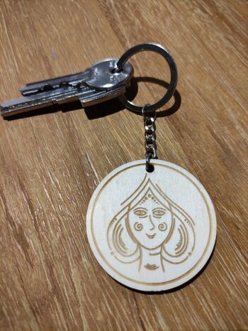 Porte-clés signe vierge en bois, accessoire porte-clés zodiaque en bois - 2 3
