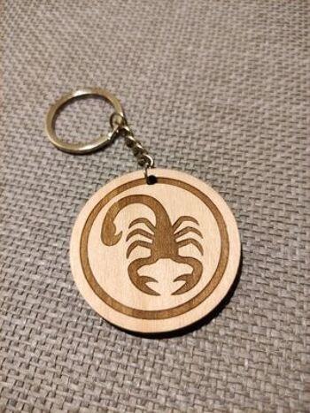 Porte-clés en bois signe Scorpion, accessoire porte-clés zodiaque en bois 1