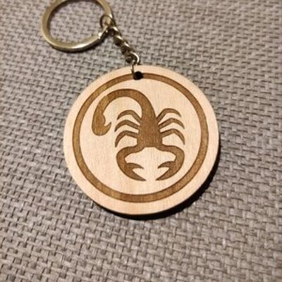Porte-clés en bois signe Scorpion, accessoire porte-clés zodiaque en bois