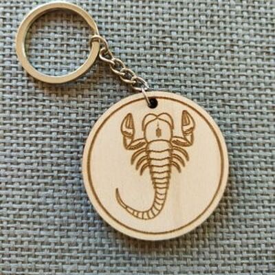 Porte-clés signe Scorpion en bois, accessoire porte-clés zodiaque en bois - 2