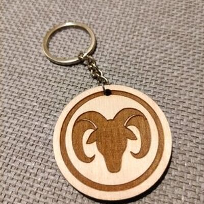 Wooden Aries Sign Keychain, Wood Zodiac Keyring Acessory - 2