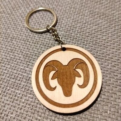 Wooden Aries Sign Keychain, Wood Zodiac Keyring Acessory - 2