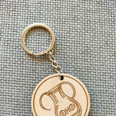 Porte-clés signe du Verseau en bois, accessoire porte-clés du zodiaque en bois - 2