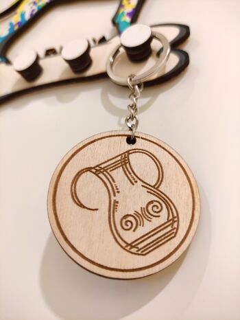 Porte-clés signe du Verseau en bois, accessoire porte-clés du zodiaque en bois - 2 4