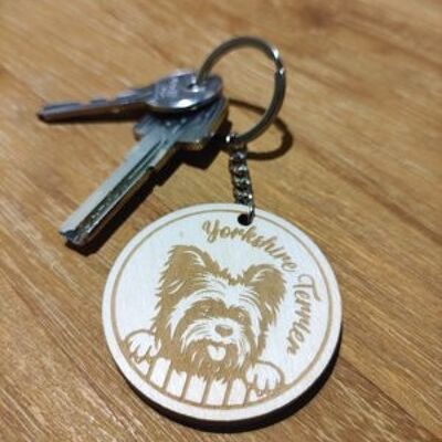 Holz Yorkshire Terrier Schlüsselanhänger, Holz Haustier Schlüsselanhänger Zubehör