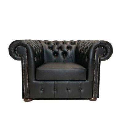 Chesterfield Fauteuil Class Leer | Shiny Zwart | 2 tot 4 weken levertijd