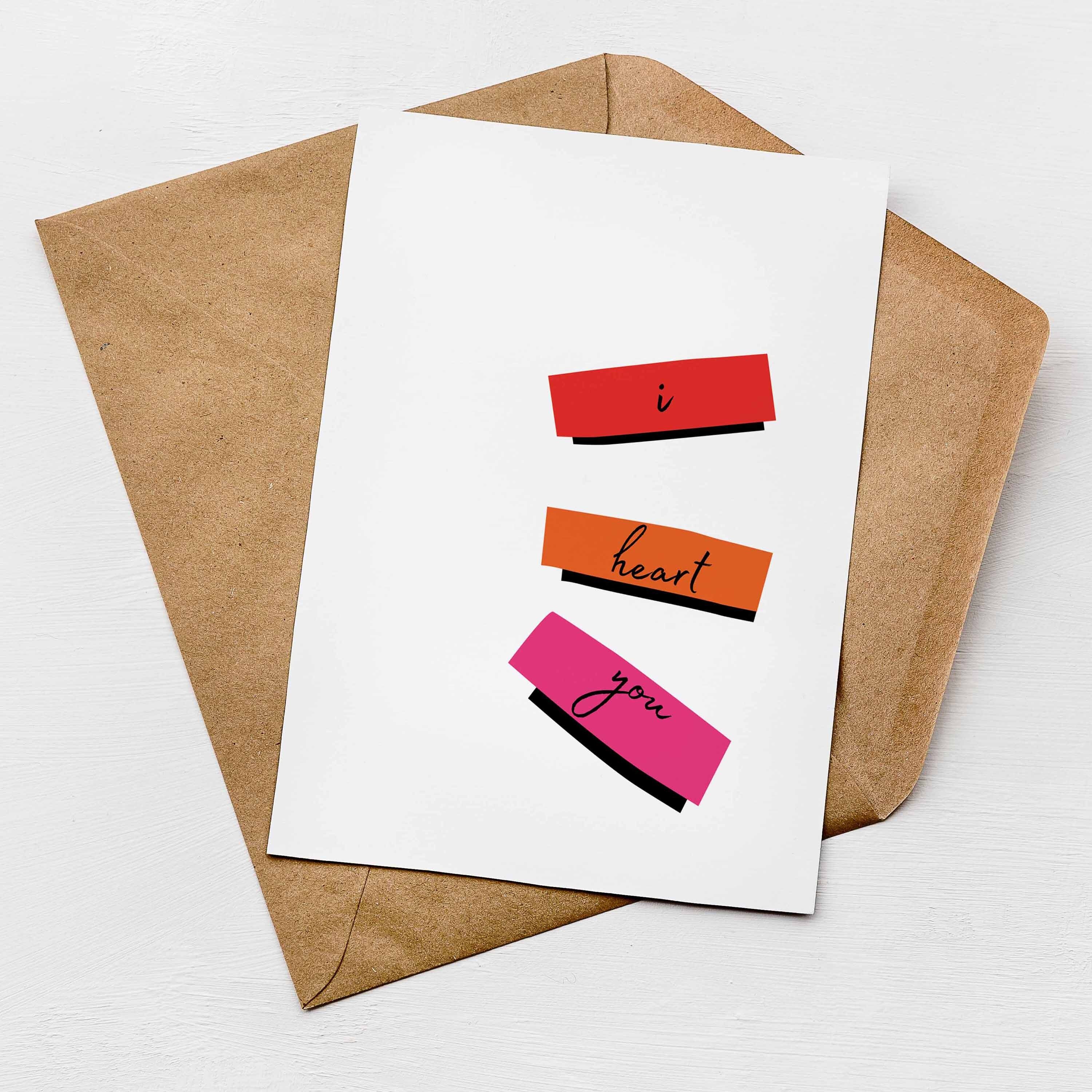 I Heart You Card | Modern Love Card | Greeting Card