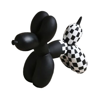 Decorative Objects - Checkered Balloon Dogs - Black - Desktop Figurine