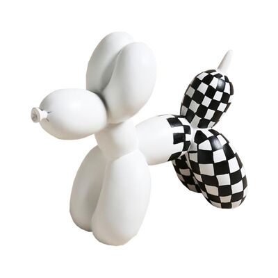 Figurine en résine - Chiens ballons à carreaux - Blanc - Accessoires de décoration