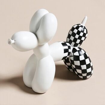 Figurine en résine - Chiens ballons à carreaux - Blanc - Accessoires de décoration 2