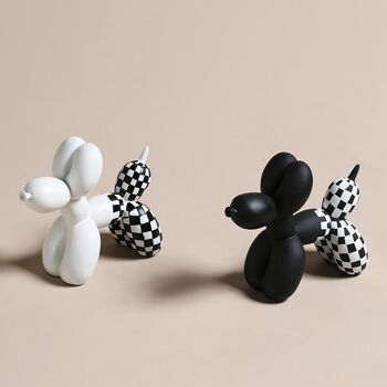 Figurine en résine - Chiens ballons à carreaux - Blanc - Accessoires de décoration 8