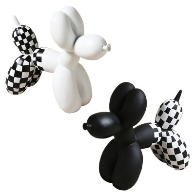 Figurine - Checkered Balloon Dogs - White - Decorative Objects