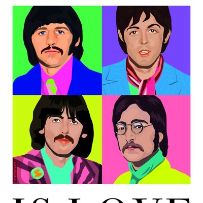 Stampa giclée dei Beatles A4 Tutto ciò di cui hai bisogno è amore