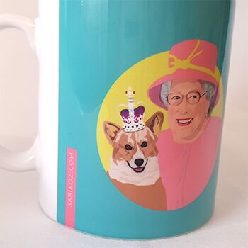 Tasse Reine Elizabeth & Corgi Bleu 2