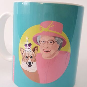 Tasse Reine Elizabeth & Corgi Bleu 3