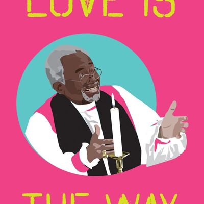 Liebe ist – Bischof Curry Postkarte PINK!