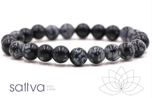 GROUNDING | Snowflake Obsidian 8mm Mala Holistic Crystal Bracelet
