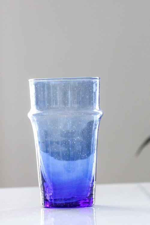 PACK OF 6 MAJORELLE BLUE BLOWN GLASS WATER GLASSES (BELDI) 22 CL