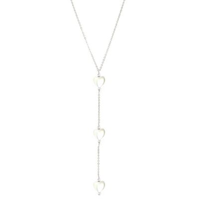 collier Cœur long argent blanc