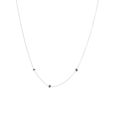 collier diamants Simple argent noir