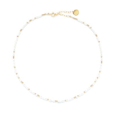 collier Grain de riz queen or jaune blanc