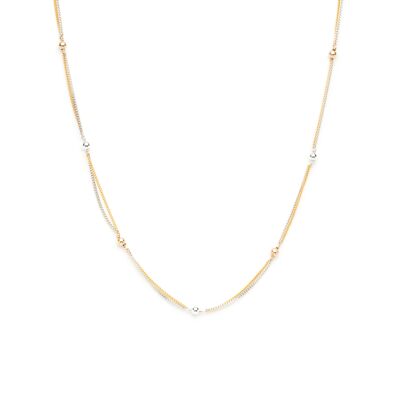 collier satellite Double or jaune + argent sans pierre