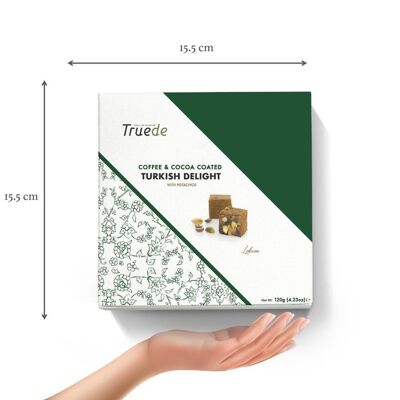 Delicia turca recubierta de café y cacao con pistacho