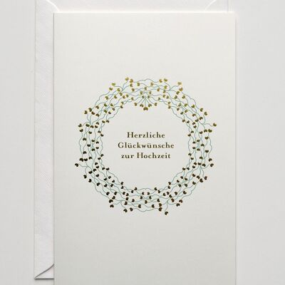 Carte de mariage couronne d'or, avec enveloppe
