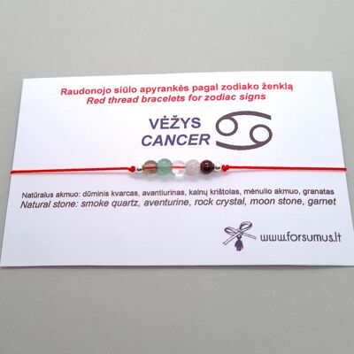 Bracelet fil rouge pour signe du zodiaque Cancer