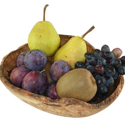Fruit bowl with a rustic edge (length approx. 25-29 cm) made of olive wood