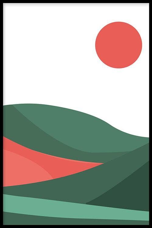 Green Waves II - Poster ingelijst - 20 x 30 cm