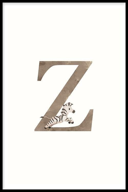 Alfabet Z - Poster ingelijst - 20 x 30 cm