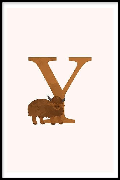 Alfabet Y  - Poster ingelijst - 20 x 30 cm