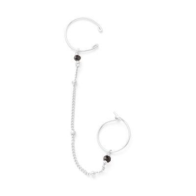 Bijou d'oreille satellite Chainette argent noir