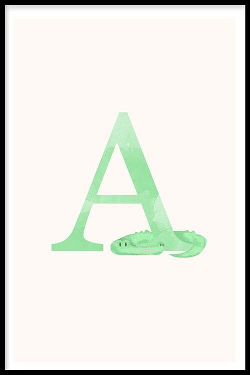 Alfabet A - Poster ingelijst - 50 x 70 cm