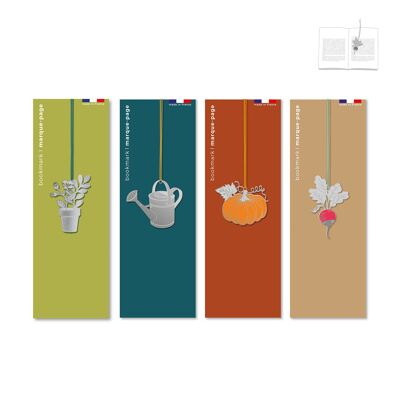 Assortment of 12 metal bookmarks - garden