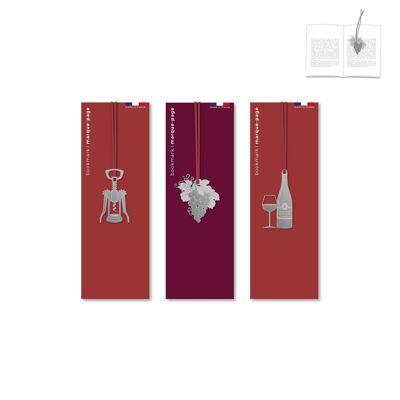 Assortment of 9 metal bookmarks - Burgundy oenology