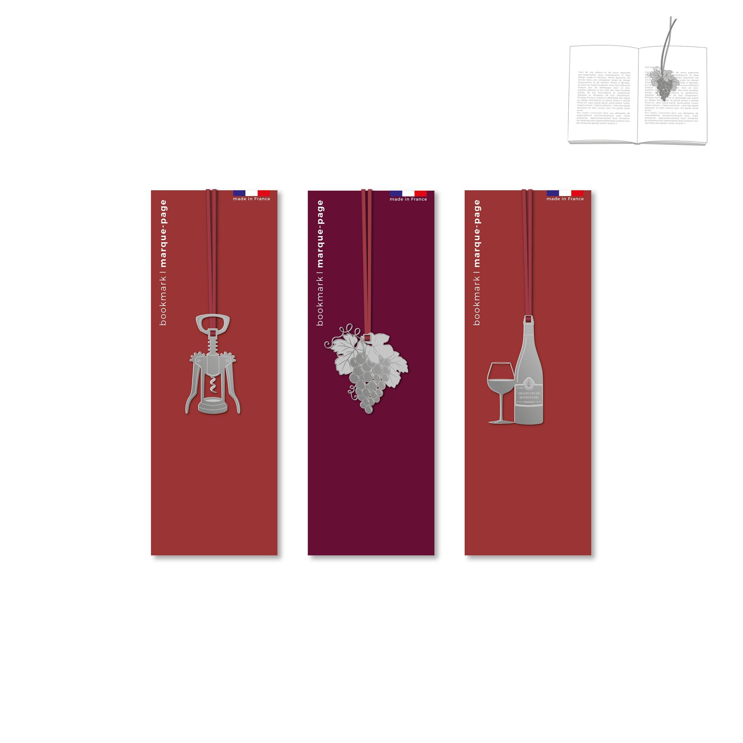 Assortimento di 9 segnalibri in metallo - Enologia Borgogna