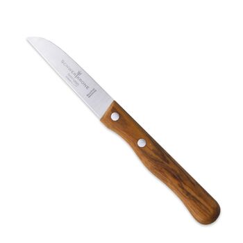Couteau à légumes / d'office avec lame DROITE et manche en bois d'olivier 1