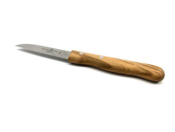 Couteau à légumes / d'office avec lame DROITE et manche en bois d'olivier 6