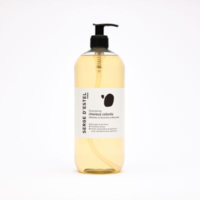 Shampoo senza solfati per capelli colorati 1 Litro - Germogli di Tiglio Bio - Geranio Rosa - Pompelmo - Oli Essenziali di Patchouli - 99,5% Origine Naturale - Certificato ECOCERT COSMOS NATURAL - VEGAN - Protegge il colore