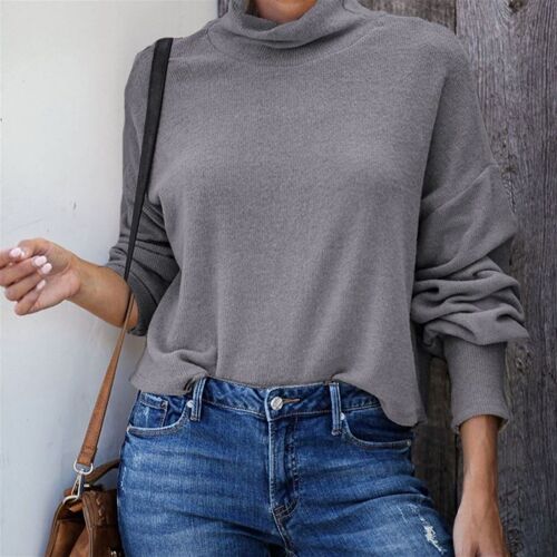 Relaxed Turtleneck Pullover-Gray
