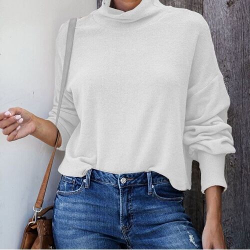 Relaxed Turtleneck Pullover-White