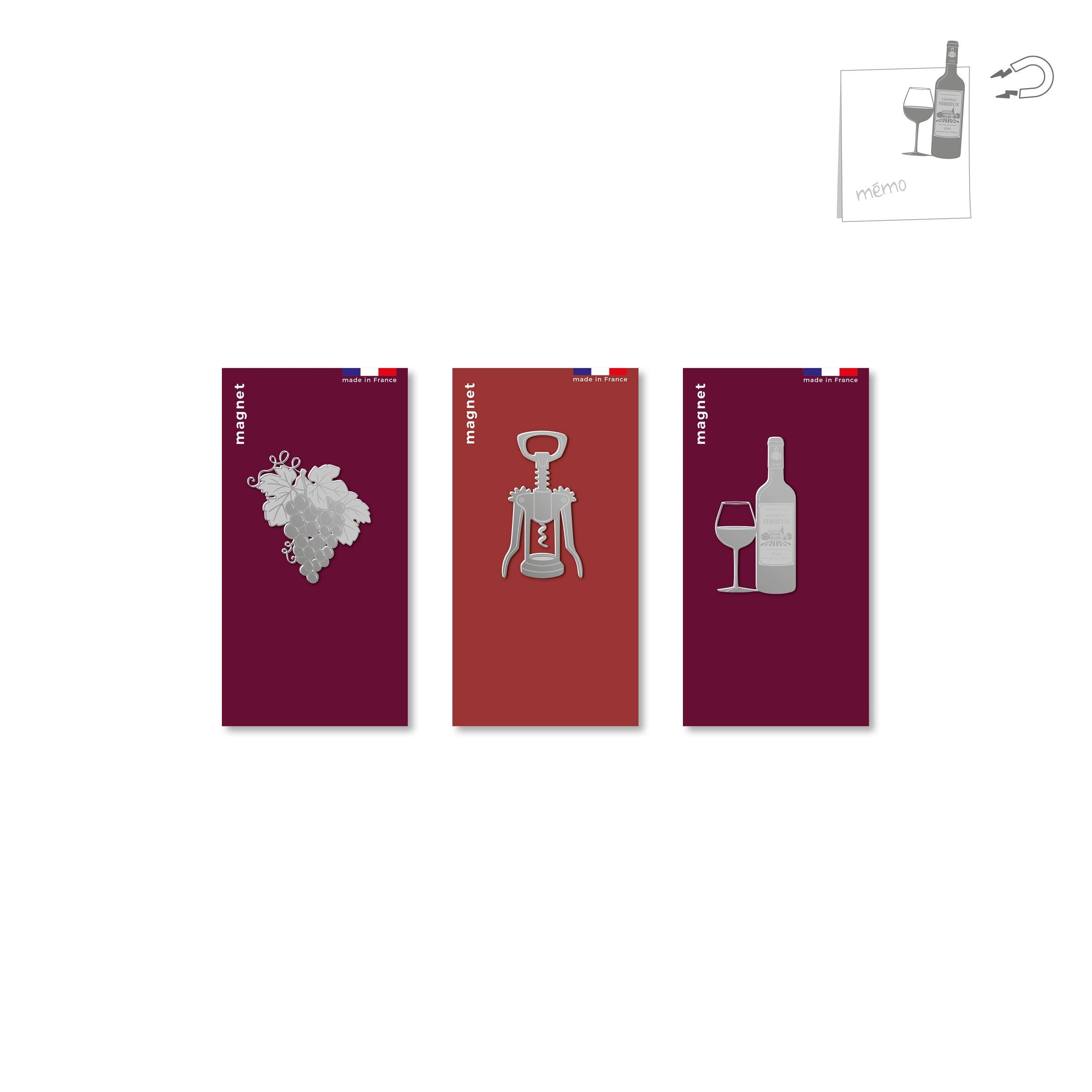 Assortimento di 9 magneti in metallo - Enologia bordolese