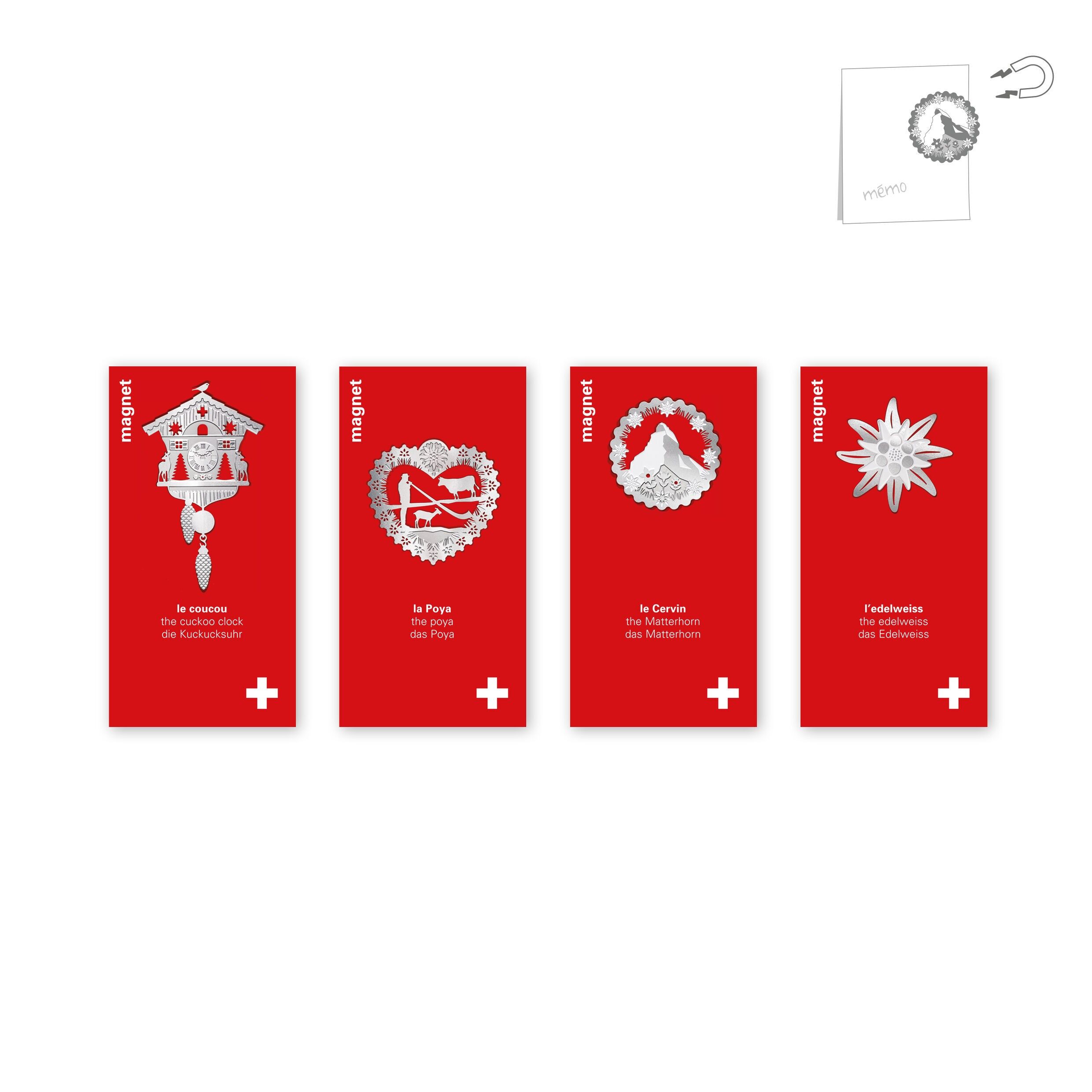 Assortimento di 12 calamite in metallo - Svizzera