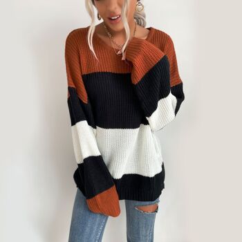 Chunky Color Block Oversize Pull-Noir 4