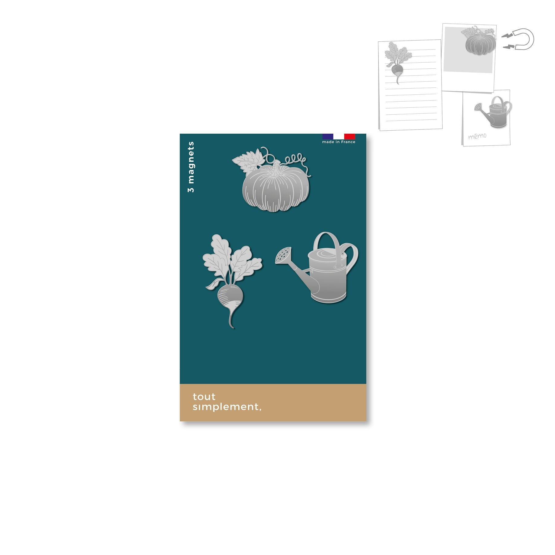 Carta di 3 magneti in metallo - giardino