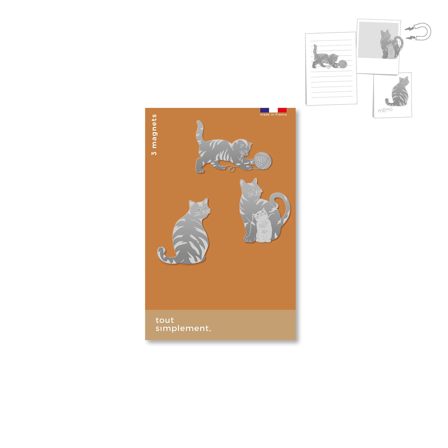 Carta di 3 magneti in metallo - gatti