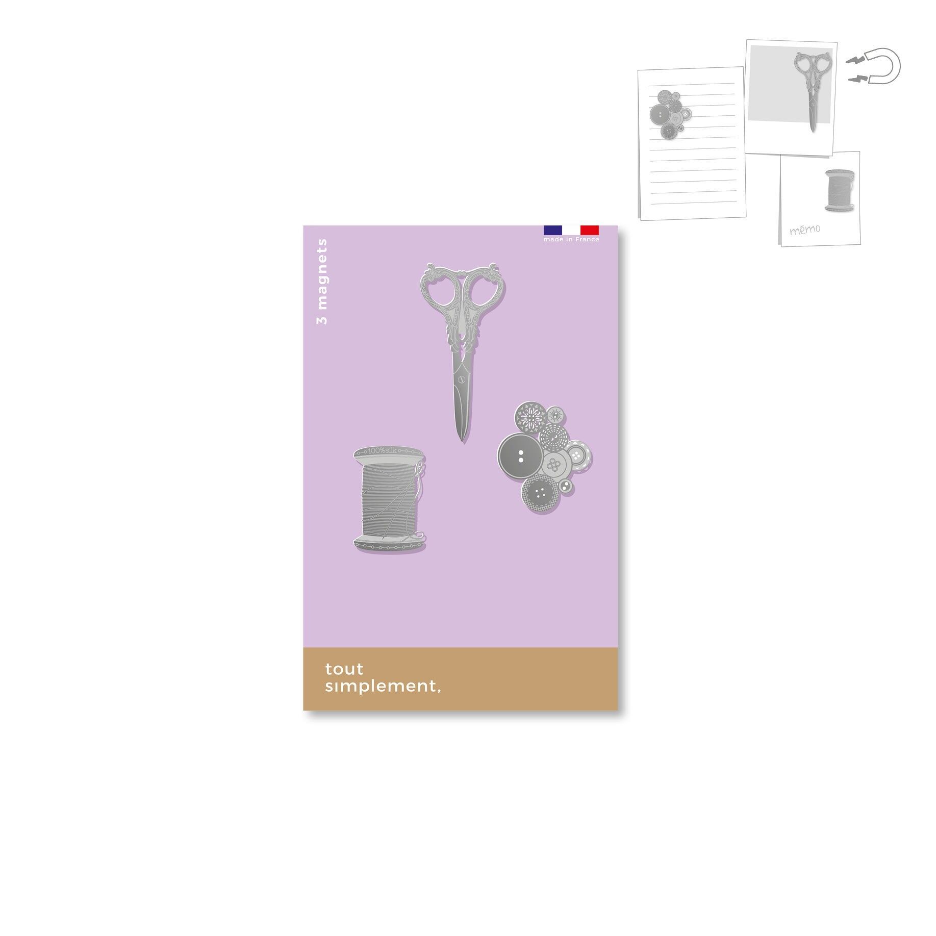 Carta di 3 magneti in metallo - merceria