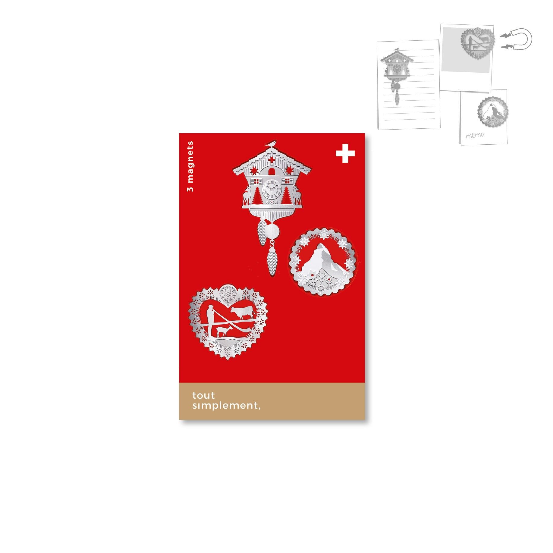 Carta di 3 magneti in metallo - Svizzera